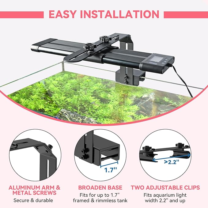 hygger Aquarium Light Riser Fits 957 978 999 918, Universal Fish Tank Light Holder Adjustable Led Aquarium Light Mounting Bracket, Sturdy Aluminum Ultra Wide Base1.7''
