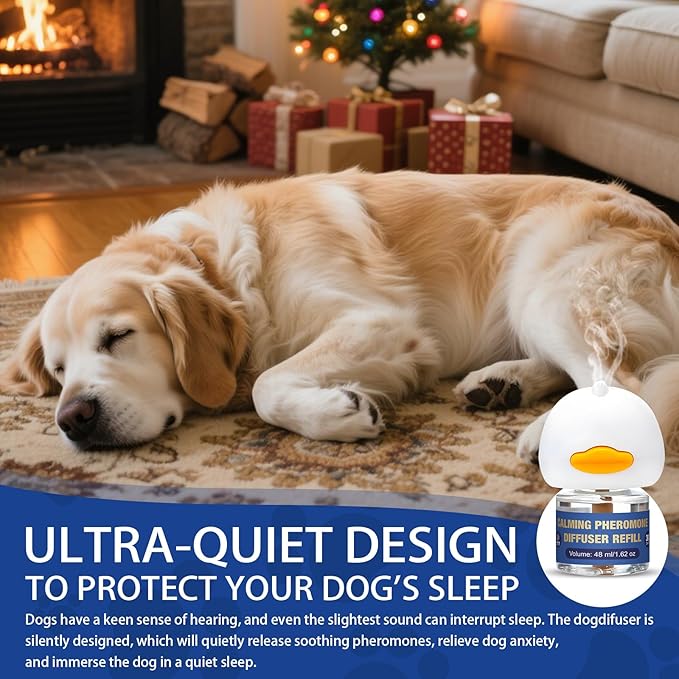 Dog Pheromone Calming Diffuser: Relaxing Pheromone Diffuser for Dogs Relief Stress Anxiety Fighting Scratching Barking, Dog Calming Pheromone Diffuser Kit with 1 Plug in Diffuser+2 Refill 48ml (3in1)