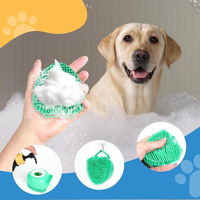 9 Pcs Dog and Cat Grooming Kit, Self-Cleaning Depilatory Comb, Finger Toothbrush and Bath Brush, Complete Pet Care Tool Kit for Long and Short Hair Dogs and Cats, for Clean Teeth and Skin