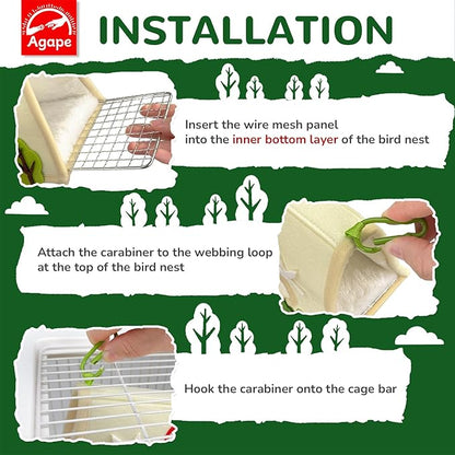 Agape Bird Nest, Soft Hammock for Cage, Hanging Plush Hideaway, Warm Bird House for Small, Medium & Large Parrots, Cozy Hut for Parakeet, Budgie, Cockatiel, Lovebird, Conure, Nido para Periquitos