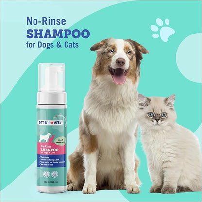 Pet N' Lovely No-Rinse Shampoo | Fast-Drying | for Dogs and Cats | Leaves Coat Shiny & Soft| Fresh Long Lasting Scent | 8 Fl. Oz., Clear