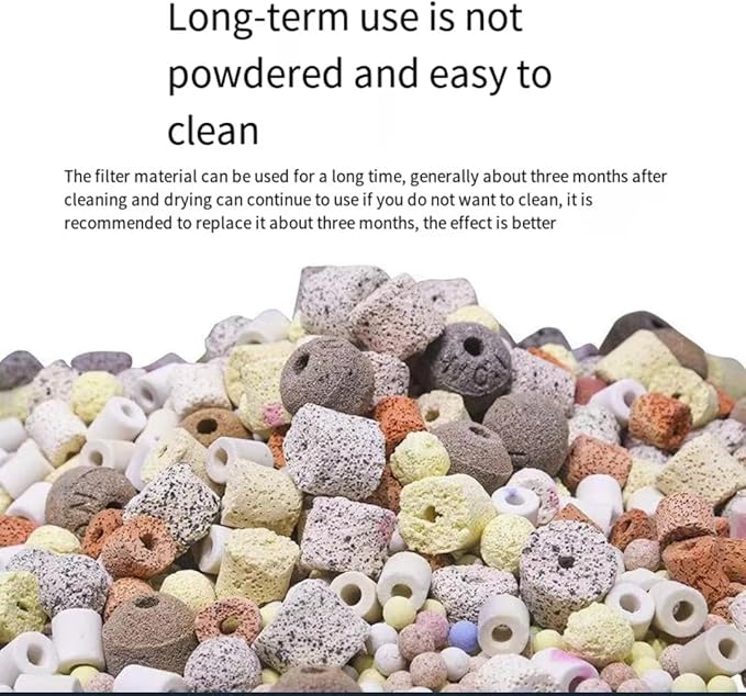 1000g, 2.2lb【No ore】 Aquarium bio Media,6 in 1 Ceramic Filter Media for Aquarium Sump Filter Ceramic Rings Activated Carbon Bio Balls bio Balls Ceramic Rings Set with mesh Bag