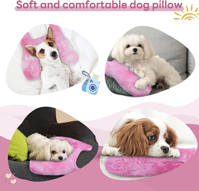 T'CHAQUE Dog Pillow Bed Cat Pillows for Indoor Cats Soft Dog Calming Pillow for Small Dogs Anxiety Relief Comfort Dog Neck Pillow Pet Sleeping Improve Pet Calming Toy for Upper Spine Support