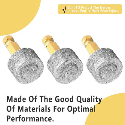 Dog Nail Grinder Replacement Head Drills Pet Nail Grinder Replacement Professional Spare Grinding Head for Dog Claw (3Pieces)