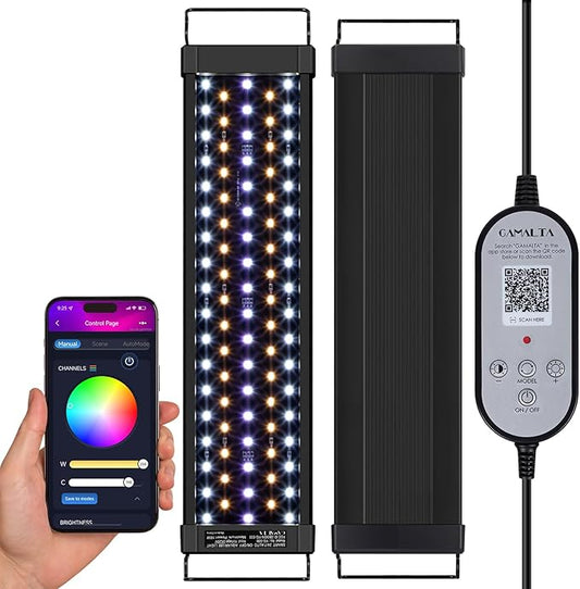 36W Smart Bluetooth App-Controlled Aquarium Light - Customizable Light Colors,Timeable,24/7 User-Defined Sunrise/Sunset Simulation,Tropical Lighting Mode,Suitable for 36-42" Fish Tanks