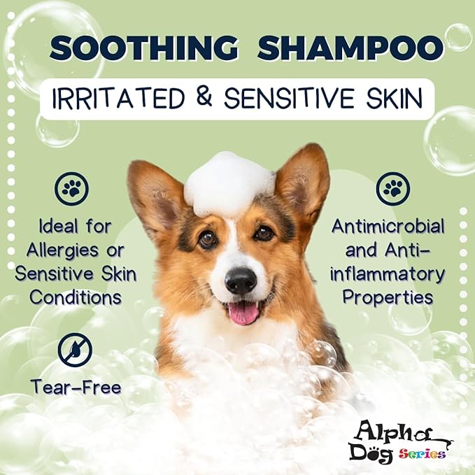 Alpha Dog Series - Grooming Natural Herbal Dog Shampoo, pH Balanced Shampoo for Dogs, Moisturizing Soothing Dog Shampoo for Sensitive Skin - 26.4 fl. oz. (Pack of 2)