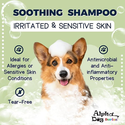 Alpha Dog Series - Grooming Natural Herbal Dog Shampoo, pH Balanced Shampoo for Dogs, Moisturizing Soothing Dog Shampoo for Sensitive Skin - 1 Gallon
