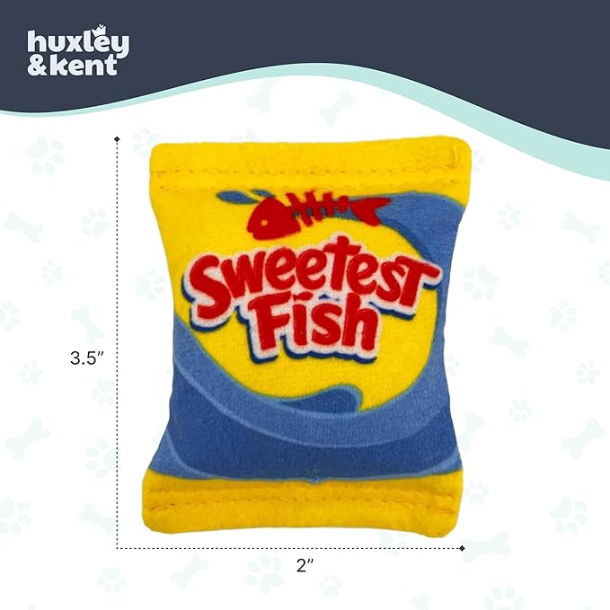 Huxley & Kent Plush Cat Toy - Interactive Catnip Toy for Cats & Kittens - Soft with Crinkle & Catnip - Fun Indoor Play - Sweetest Fish