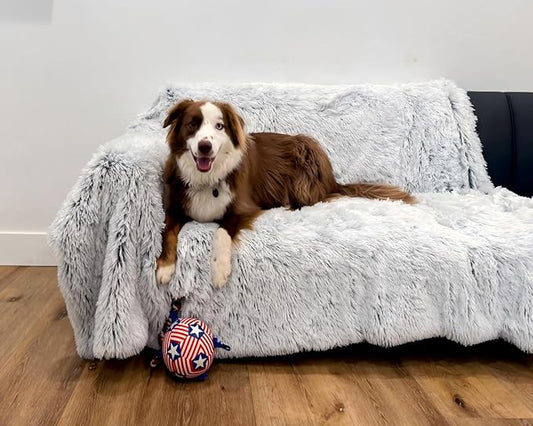 PJYuCien Dog Blanket for Medium Large Dogs, Large Pet Blankets with Reversible Fleece, 60"x50" Washable Calming Pet Throw for Couch/Bed, Grey