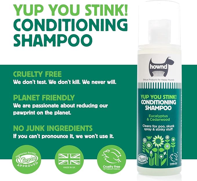 Hownd Yup You Stink Odor Deodorizing & Deep Clean 2-in-1 Dog Shampoo and Conditioner - Hypoallergenic, Vegan, pH-Balanced, Odor Control for Smelly, Itchy Dogs - Cedarwood and Eucalyptus