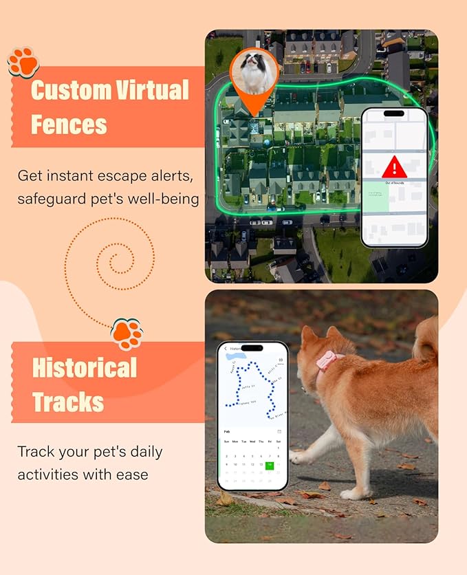 GlocalMe PetPhone GPS Tracker for Dog and Cat, AI Health Alerts and Two-Way Call, Real Time Tracking and Virtual Fence, Pet Tracker with 6 Advanced Location Technologies, Unlimited Range (Pink)