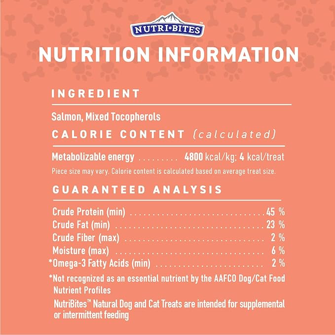 NutriBites Freeze Dried Salmon Dog & Cat Treats | Healthy Pet Training Treats or Food Topper | All Natural, 1 Single Animal Protein, High Protein | Premium Bulk Value Pack, 14 oz