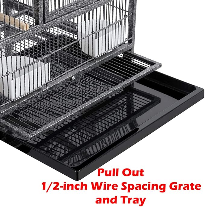 Combo Breeding Stacker Center Divided Breeder Bird Flight Double Rolling Cage with Side Breeding Nest Door (Black Vein, Triple Stack)