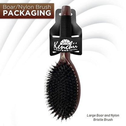 Kenchii Boar and Nylon Bristle Dog/Cat Grooming Brush with One-Piece Maple Body-Choose Size Large, Small (Small)