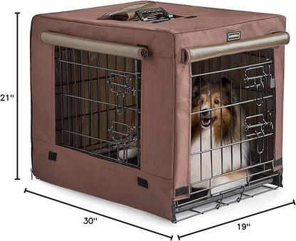 DONORO Dog Crates Kit for Small Size Dogs Indoor with Dog Crate Cover, Double Door Dog Kennels & Houses for Puppy and Cats, Collapsible Metal Contour Dog Cages (30-Inch Kit)