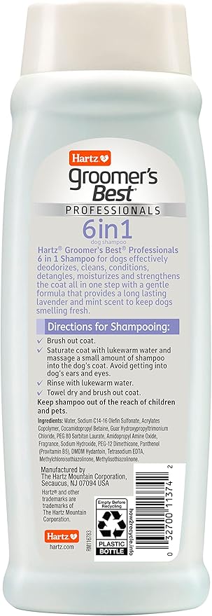 Hartz Groomer's Best Professionals 6-in-1 Dog Shampoo and Conditioner in One, 18 oz
