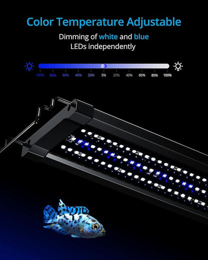 NICREW ClassicLED Gen 2 Aquarium Light, 18 Watts, Dimmable LED Fish Tank Light with 2-Channel Control, White and Blue LEDs, Size 24 to 30 Inch