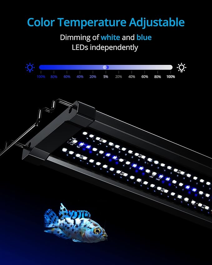 NICREW ClassicLED Gen 2 Aquarium Light, 25 Watts, Dimmable LED Fish Tank Light with 2-Channel Control, White and Blue LEDs, Size 30 to 36 Inch