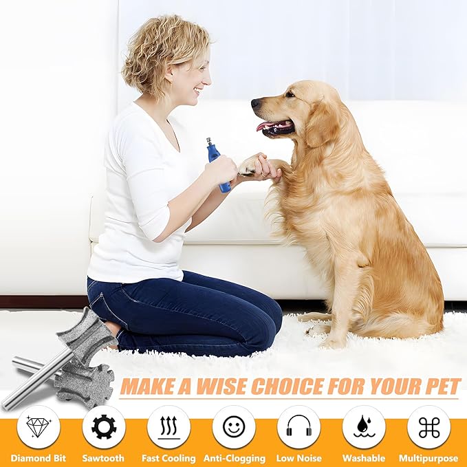 Dog Nail Grinder Bits Fast Cooling Tips with Anti-Clogging, Diamond Dog Nail Grinder Sawtooth Head for Claw Care Grooming 1/8'' Dremel Sanding Drums Replacement for Anxious Dogs - SuperC 120# 3P