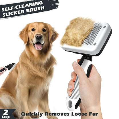 3PCS Dog Brush I Dog Brush for Shedding I Deshedding Dog Brush I Dog Bath Brush I Slicker Brush For Dogs I Dog Comb I Premium Pet Supplies (White Black)