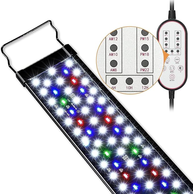 Aquarium Light, 36W 24/7 Lighting Cycle, Sunrise/Daylight/Moonlight Mode and Custom Mode with Expandable Bracket, Adjustable Timer and 7 Color Brightness for 36~42IN