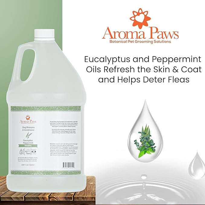 Dog Shampoo  Cleansing Wash, Conditioning, Moisturizing  Healthy Ingredients  Aromatic Grooming Puppy Shampoo  Tearless Cleaner, Eucalytpus Peppermint