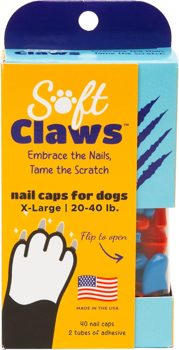 Soft Claws Canine 40-Pack Summer Colors Dog Nail Caps Kit, X-Large, Red and Blue