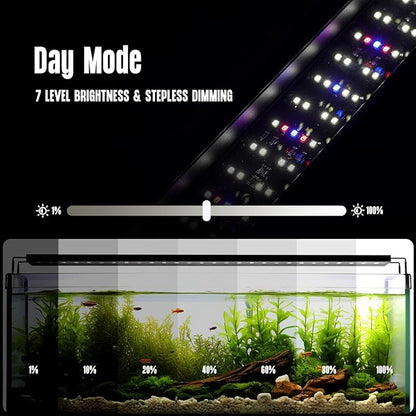 GLOWRIUM Aquarium Light, LED Freshwater Fish Tank Light with Timer, Full Spectrum Planted Aquarium Grow Lights with Daylight/Moonlight Mode, Brightness Adjustable, Auto On/Off (12-17 in)