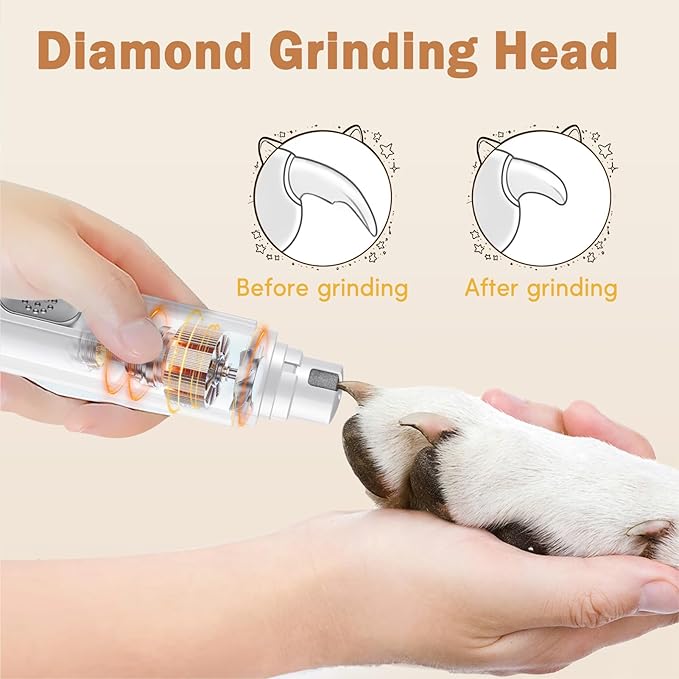 Dog Nail Grinder, Dog Paw Trimmer Quite, 2-Speed Pet Nail Grinder for Dogs, Efficient Paw Trimmer for Dogs, Professional Dog Cat Pet Nail Grinder and Paw Trimmer Grooming Kit for Eyes, Ears and Feet