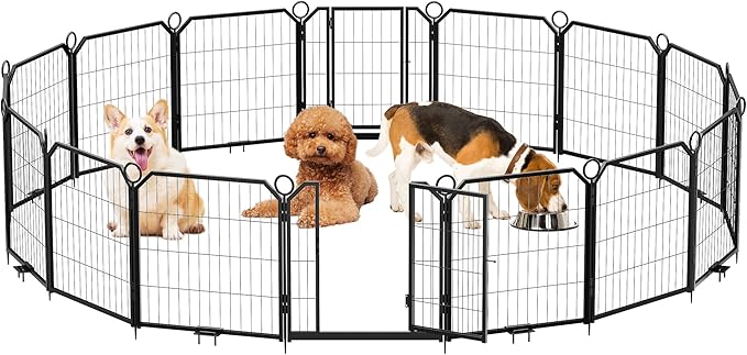 Dog Playpen Portable Extra Large 16 Panels 24" Height Adjustable with Gate, Perfect for Puppies and Small Dogs, Easy to Store, Customizable Layout for Indoor, Yard, RV Campingï¼_ence partition