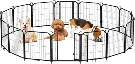 Dog Playpen Portable Extra Large 16 Panels 24" Height Adjustable with Gate, Perfect for Puppies and Small Dogs, Easy to Store, Customizable Layout for Indoor, Yard, RV Campingï¼_ence partition