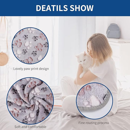 BVAGSS 6 Pack Small Dog Blanket, Super Soft Warm Pet Cover Blankets, Paw Print Puppy Fleece Flannel Blanket for Small Medium Dogs and Cats MW003