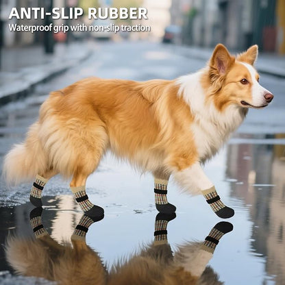 PUPTECK Dog Shoes for Hot Pavement Small Medium Large Size Dogs, Booties and Paw Protectors for Hardwood Floors, Grippy Socks to Prevent Licking Rubber Rain Hiking Boots for Senior Anti Slip
