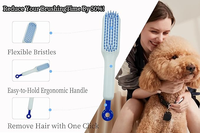Stretchable Puppy Brush ï¼ Soft Dog Brush - Gentle Grooming Brush for Small Dogs, Perfect for Yorkie, Shih Tzu, Maltipoo ï¼_og Hair Remover Brush (White)