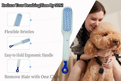 Stretchable Puppy Brush ï¼ Soft Dog Brush - Gentle Grooming Brush for Small Dogs, Perfect for Yorkie, Shih Tzu, Maltipoo ï¼_og Hair Remover Brush (White)