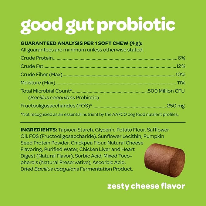 Probiotic Chews for Dogs Gut Health | Tasty Pre and Probiotics for Dogs Digestive Health with Pumpkin Dog Probiotics and Digestive Enzymes | NASC Certified & Made in The USA | 60 Chews