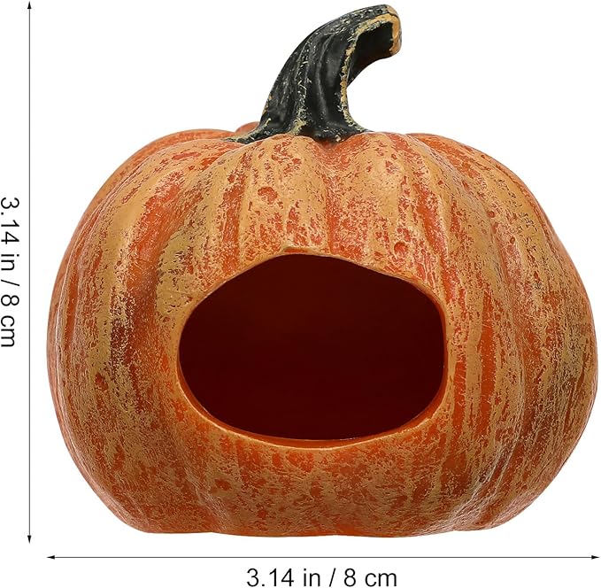 POPETPOP Fish Tank Resin Habitat Pumpkin Cave Hide-Out Small Aquarium Décor Ornaments - Fat Pumpkin