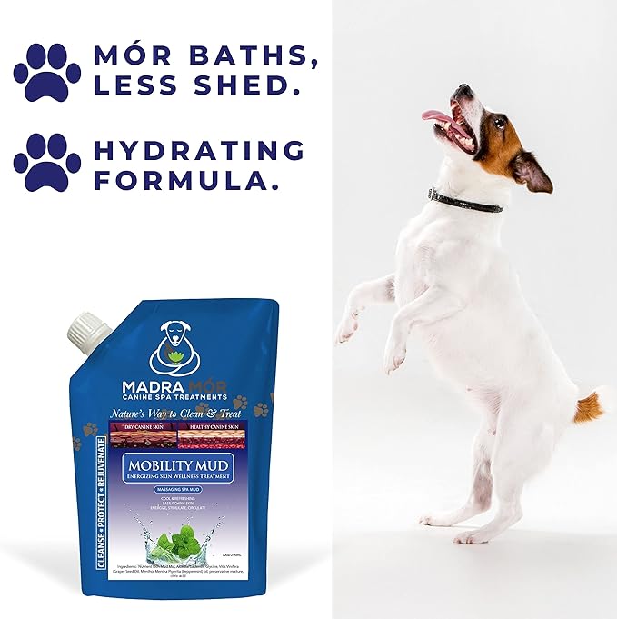Worldwide Nutrition Bundle: Madra Mor Mobility Mud - Dog Essentials Mud Bath, Dog Grooming, Dry Skin for Dogs Treatment, Dog Coat Skin Care Products - 10oz Pouch & Multi-Purpose Key Chain