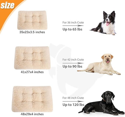 KSIIA Dog Crate Bed Washable Dog Beds for Large Dogs Deluxe Plush Fluffy Comfy Thick Kennel Pad Anti-Slip & Anti-Scratch Pet Sleeping Mat, 35 x 23 Inch, Camel