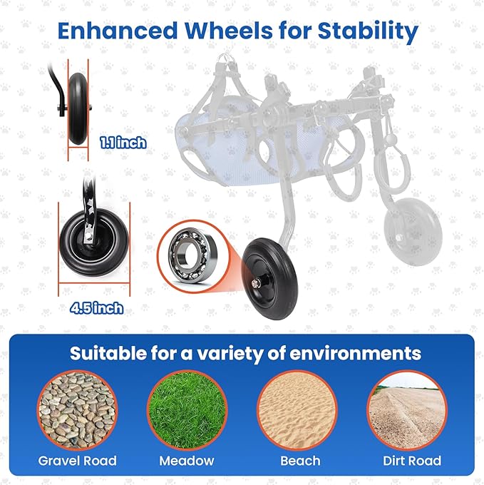 Dog Wheelchair for Back Legs, Dog Wheelchair for Small Dog, Adjustable Pets Cart with Wheels, Doggy Wheelchairs for Disabled Hind Legs, Dog Leg Brace and Hip Support (Small)