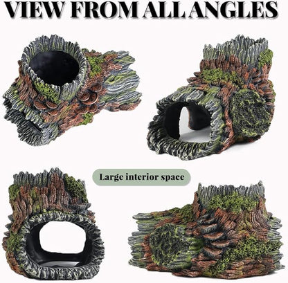 Aquarium Decorations Hollow Tree Trunk Fish Tank Accessories Stump Shelter for Betta Hideout Caves Driftwood for Aquarium Simulation Tree Decor with Holes