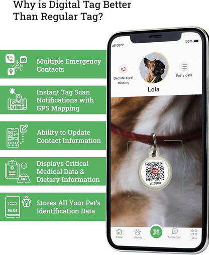 Dog Tags for Pets - Silicone QR Code Pet ID Tags for Dogs & Cats - Silent Dog Name Tag and Cat Name Tag for Your Pet - Puppy Name Tag for Dog Collar - Dog Identification Tags (US Flag)