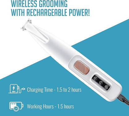 Dog Paw Grooming Trimmer Clippers - Cordless Electric Pet Easy Hair Trimming Shaver Kit with LED Light - Rechargeable Low Noise Shaving Clipper Tool for Puppy Dogs Cats Feet Paw Pads Toes Ears Face