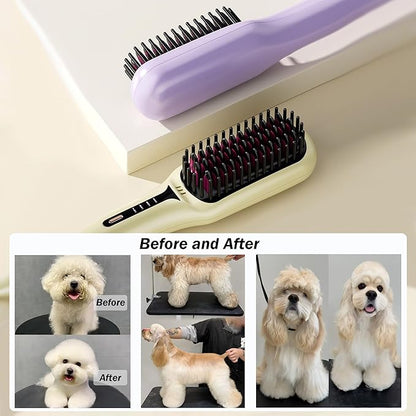 Electric Pet Hair Styling Beauty Comb, Dog Grooming Brush, Negative Ion Function & Adjustable Temperature, Safety Protection, Animal Hair Straightener