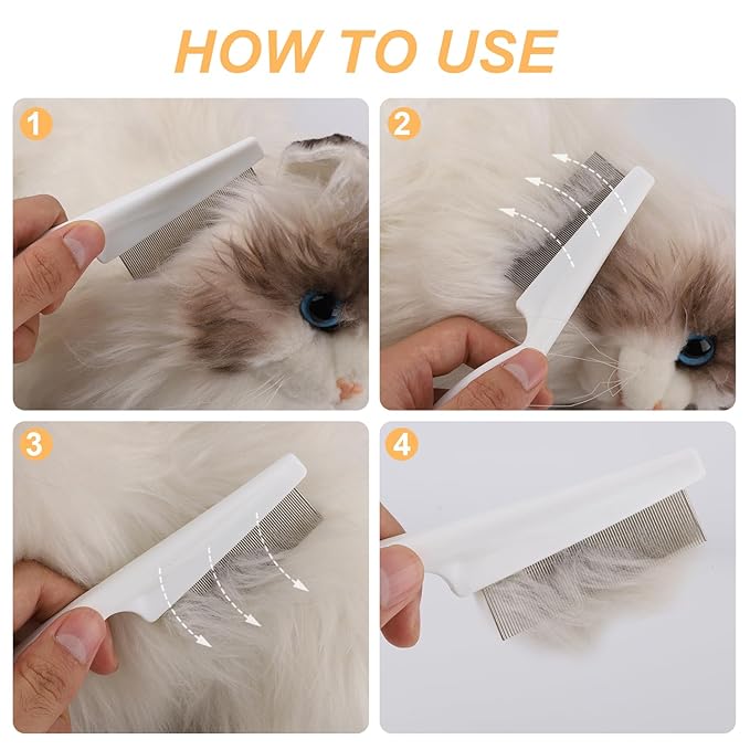 2 Packs Pet Hair Comb, 2 in 1 New Dog Comb Multifunctional Pet Hair Comb Pet Hair Comb Flea and Tear Stain Removal Cat Comb for Grooming and Dehairing Face and Paws