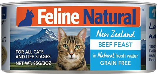 Feline Natural Wet Cat Food Pate, Beef Feast, 3 Oz Cans (Pack of 24), Grain Free, Made in New Zealand with Grass-Fed and Finished Beef, Single Source, Limited Ingredient