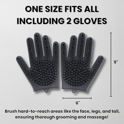 2pcs Pet Grooming Gloves for Cats, Dogs, Rabbits, Horses  Silicone Hair Remover, Shedding Bath Brush, Massage Mitts