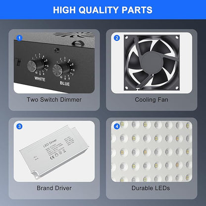 Phlizon 300W Dimmable Full Spectrum Aquarium LED Light Fish Tank Light with Daisy Chain Function for Saltwater Freshwater Coral Reef Fish Tank (28"x8.5"x2.4")