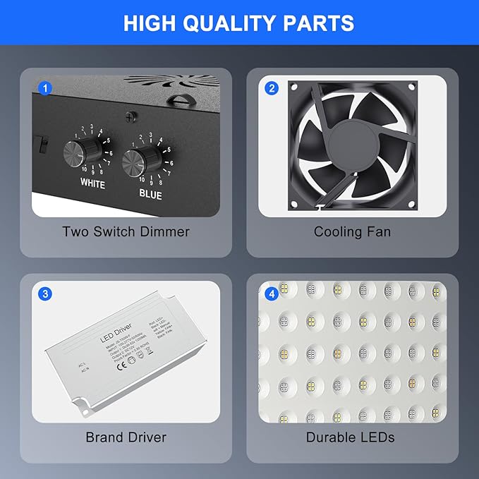 Phlizon 165W Dimmable Full Spectrum Aquarium LED Light Daisy Chain Funciton Fish Tank Light LED Reef Decoration for Saltwater Freshwater Fish Coral Reef (16"x8"x2.4")