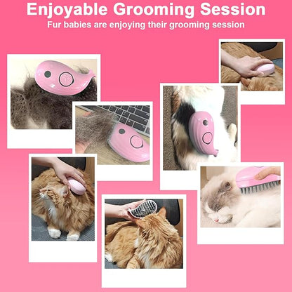 Nepfaivy Cat Steam Brush for Shedding - Steamy Cat Brush for Indoor Cats, Cat Hair Steam Brush for Massage, Spritz Defur Comb for Cats, Pet Steamer Brush for Shorted and Long Haired Dogs